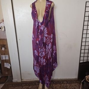 Floral Purple and Pink Sleeveless Dress